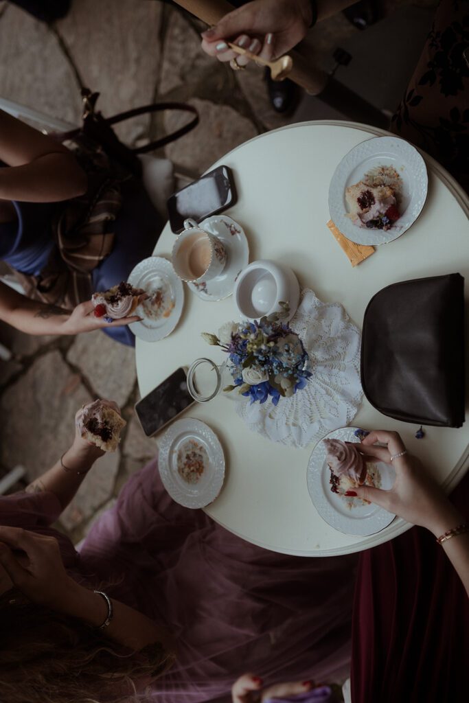 Gäste stoßen an bei der Waldhochzeit Edelstauden, Hochzeitsfotografin Graz